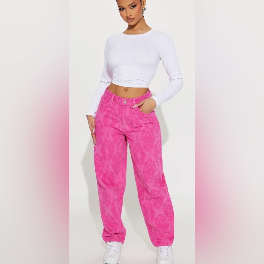NWT fashion nova Pink MOM Tie-Dye Jeans size 15